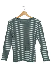 Vorschaubild 1 von Damen Langarmshirt gestreift Petrol Gr. 36/S Baumwolle Basic