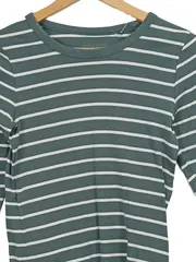 Vorschaubild 2 von Damen Langarmshirt gestreift Petrol Gr. 36/S Baumwolle Basic