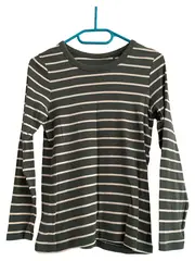 Vorschaubild 5 von Damen Langarmshirt gestreift Petrol Gr. 36/S Baumwolle Basic