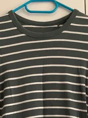 Vorschaubild 3 von Damen Langarmshirt gestreift Petrol Gr. 36/S Baumwolle Basic