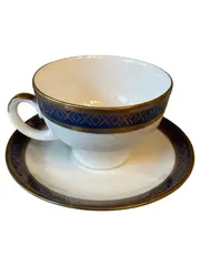 Vorschaubild 1 von Tasse Unterteller Weiß Blau Gold Porzellan Klassisch M