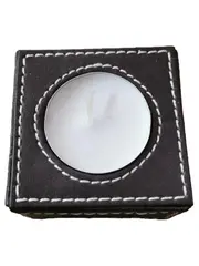 Vorschaubild 1 von Teelichthalter Leder quadratisch Modern Schwarz 7.5cm Breite