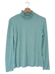 Vorschaubild 1 von Damen Pullover Gr. 40/L Türkis Rippstrick Casual Langarm