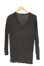 Vorschaubild 2 von Damen Leinen Pullover Langarm Grau Gr. 32 XXS