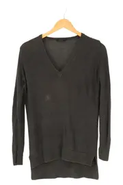 Vorschaubild 1 von Damen Leinen Pullover Langarm Grau Gr. 32 XXS
