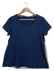 Vorschaubild 1 von Damen T-Shirt Gr. L Blau mit grafischem Seitenmuster