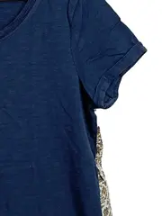 Vorschaubild 2 von Damen T-Shirt Gr. L Blau mit grafischem Seitenmuster