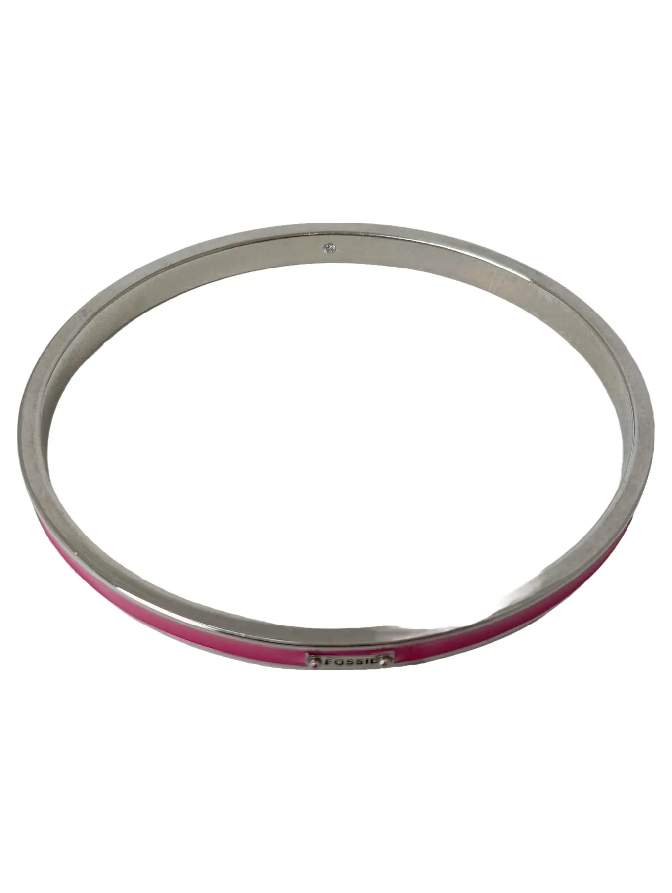 FOSSIL Damen Armband Modern Silber Pink Armreif Durchmesser 7 cm Breite 0.5 cm