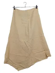 Vorschaubild 1 von Damen A-Linienrock Gr. 40/L Beige Leinen Maxirock Asymmetrisch