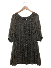 Vorschaubild 1 von Freizeitkleid Damen Gr. 36/S Schwarz Abstrakt Vintage Elegant Midikleid