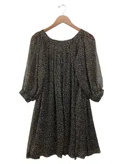 Vorschaubild 2 von Freizeitkleid Damen Gr. 36/S Schwarz Abstrakt Vintage Elegant Midikleid