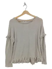 Vorschaubild 1 von EDC Damen Pullover Beige Gr. 36/S Rüschen Langarm Freizeit