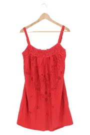 Vorschaubild 1 von Damen Trägerkleid Gr. 42/XL Rot Bohème Freizeitkleid Baumwolle