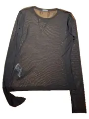 Vorschaubild 2 von Damen Langarmshirt Netz Mesh transparent schwarz Gr. S