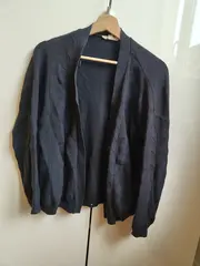 Vorschaubild 2 von Strickjacke Damen Gr. 36 S Grau Rippstrick Baumwolle Langarm