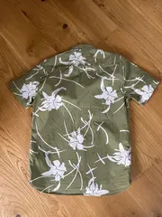Vorschaubild 2 von Herren Freizeithemd Kurzarm Blumenmuster Grün Gr. S