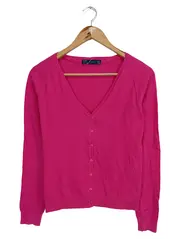 Vorschaubild 1 von Strickjacke Damen Pink Gr. 36/S Rippstrick Knopfleiste Casual Basic