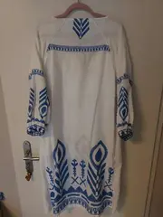 Vorschaubild 4 von Damen Freizeitkleid 40;L Weiß Leinen Bohemian Stickerei