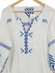 Vorschaubild 2 von Damen Freizeitkleid 40;L Weiß Leinen Bohemian Stickerei