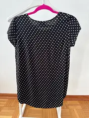 Vorschaubild 2 von Damen T-Shirt Punkte Schwarz Gr. 36/S Viskose Kurzarm Casual