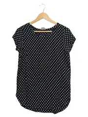 Vorschaubild 1 von Damen T-Shirt Punkte Schwarz Gr. 36/S Viskose Kurzarm Casual