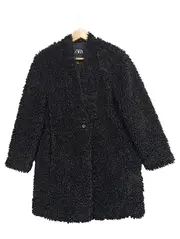 Vorschaubild 1 von Damen Teddy Mantel Felljacke Gr. 36/S Schwarz Casual