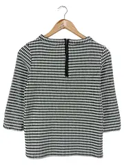 Vorschaubild 2 von Damen Langarmshirt 34/XS Schwarz Weiß Geometrisch Klassisch Casual