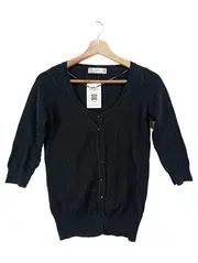 Vorschaubild 1 von Damen Strickjacke Gr. 38/M Schwarz Baumwolle Polyamid Klassisch