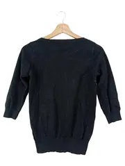 Vorschaubild 2 von Damen Strickjacke Gr. 38/M Schwarz Baumwolle Polyamid Klassisch