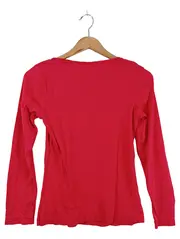 Vorschaubild 2 von Damen Langarmshirt Rot Gr. M Baumwolle Rundhals Casual