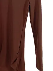 Vorschaubild 2 von Damen Cocktailkleid Schlauchkleid Langarm Raffung Braun Gr. S