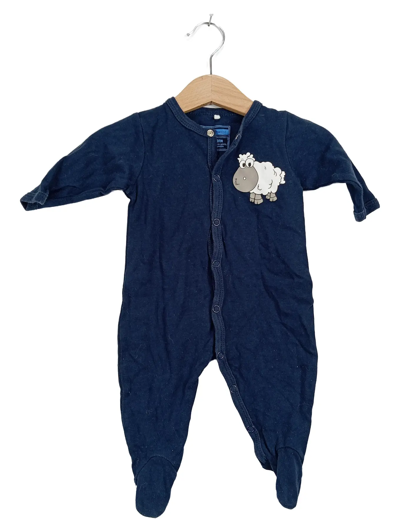 NAME IT Baby Strampler Schlafanzug Gr. 62 Blau Schaf Motiv Baumwolle Jungen