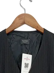 Vorschaubild 5 von Taifun Damen Anzugweste Gr. 40/L Schwarz Nadelstreifen Business