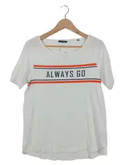Vorschaubild 1 von Damen T-Shirt Gr. 38/M Weiß Schriftzug Baumwolle Casual