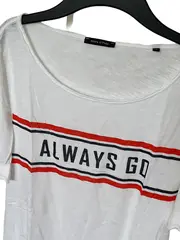 Vorschaubild 3 von Damen T-Shirt Gr. 38/M Weiß Schriftzug Baumwolle Casual