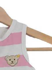 Vorschaubild 2 von Baby Einteiler Strampler Gr. 62 rosa weiß gestreift Teddybär