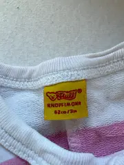 Vorschaubild 4 von Baby Einteiler Strampler Gr. 62 rosa weiß gestreift Teddybär