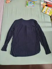 Vorschaubild 4 von Damen Bluse 36 Blau Punkte Casual Langarm Viskose