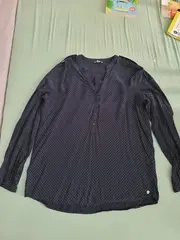 Vorschaubild 2 von Damen Bluse 36 Blau Punkte Casual Langarm Viskose