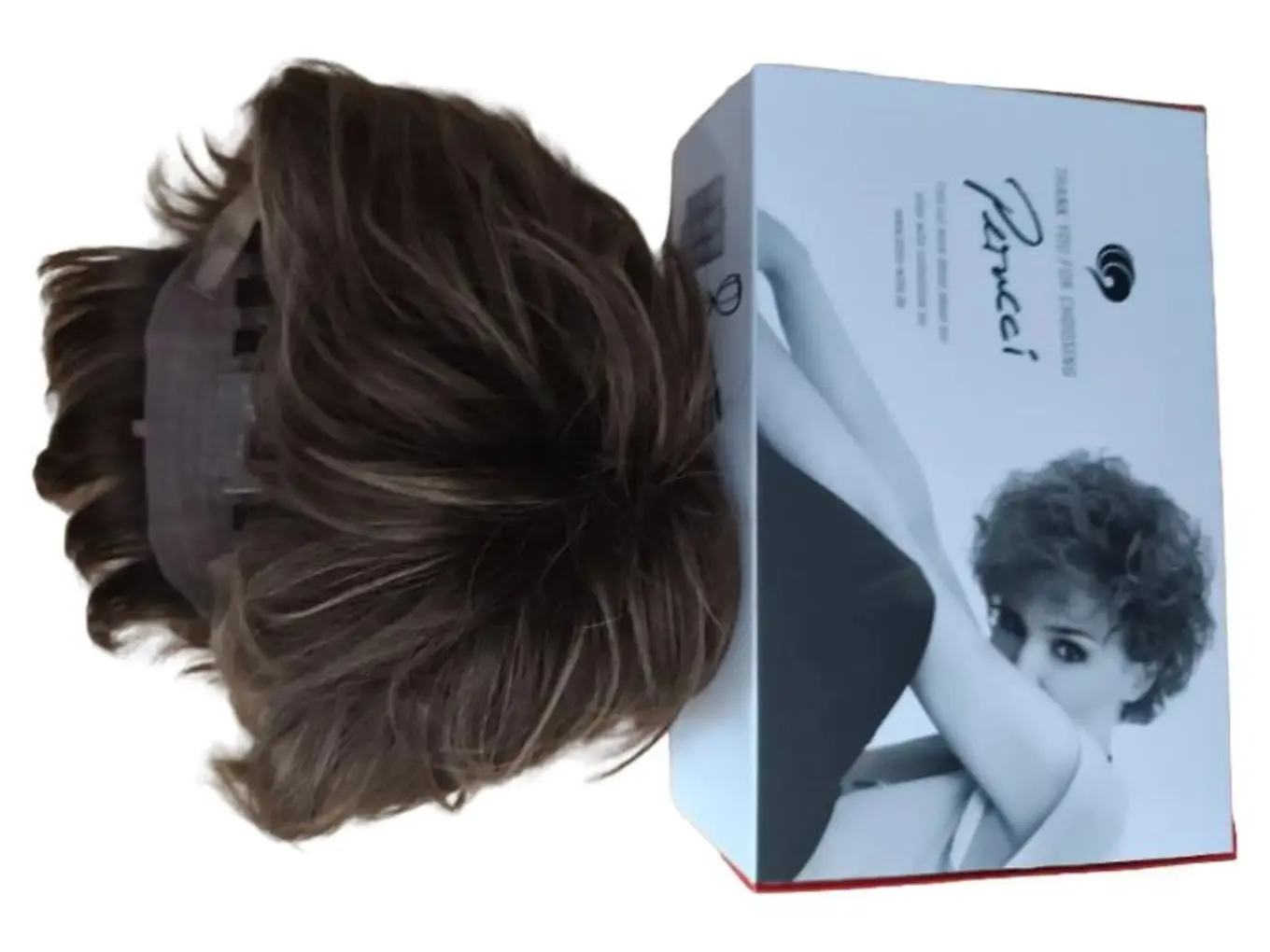 PERUCCI Damen Perücke Braun Kurz Modern Kunsthaar Wig