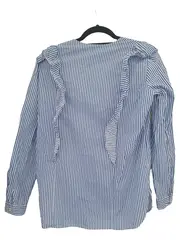 Vorschaubild 2 von Damen Bluse blau gestreift Rüschen Gr. 42/XL