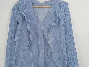 Vorschaubild 3 von Damen Bluse blau gestreift Rüschen Gr. 42/XL