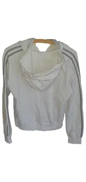 Vorschaubild 2 von Damen Sweatjacke Kapuze Reißverschluss Weiß Gr. 38/M