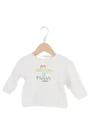 Vorschaubild 1 von Kinder Langarmshirt Gr. 68 Weiß Schriftzug Casual Preppy