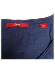 Vorschaubild 3 von Damen T-Shirt Basic Uni Blau Stickerei Baumwolle Gr. 36/S