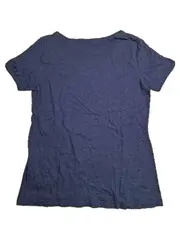 Vorschaubild 4 von Damen T-Shirt Basic Uni Blau Stickerei Baumwolle Gr. 36/S