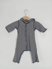 Vorschaubild 2 von Baby Body Strampler Gestreift Kapuze Gr. 60/62 Baumwolle