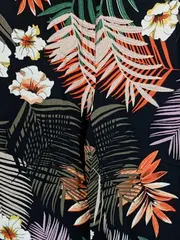 Vorschaubild 3 von Damen Stoffhose Gr. 40 Schwarz Blumenmuster Farbenfroh