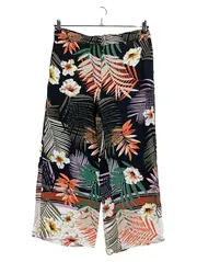 Vorschaubild 1 von Damen Stoffhose Gr. 40 Schwarz Blumenmuster Farbenfroh