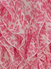 Vorschaubild 4 von Damen Bluse Gr. 38 Pink Tierdruck Rüschen Kurzarm Feminin